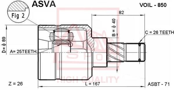 Asva VOIL-850 CV joint VOIL850