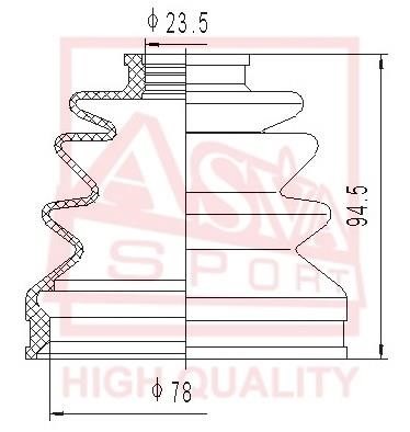 Asva ASBT-2095 Drive shaft inner boot, kit ASBT2095