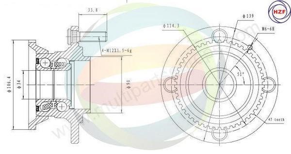 Odm-multiparts 70-080005 Wheel bearing kit 70080005