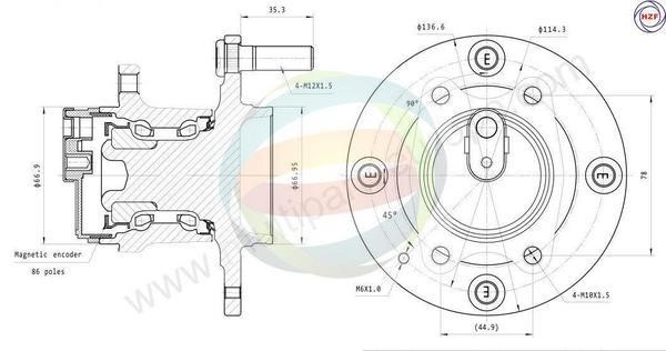 Odm-multiparts 70-080143 Wheel bearing kit 70080143