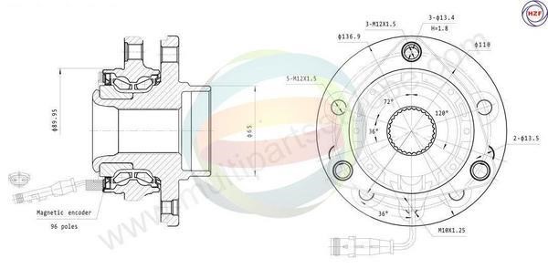 Odm-multiparts 70-230015 Wheel bearing kit 70230015
