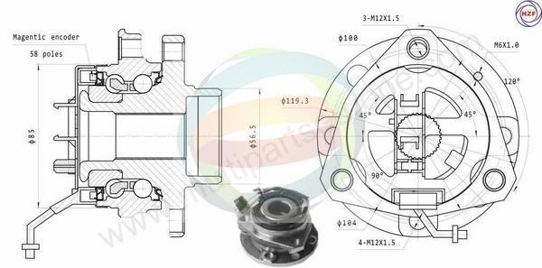 Odm-multiparts 70-230064 Wheel bearing kit 70230064
