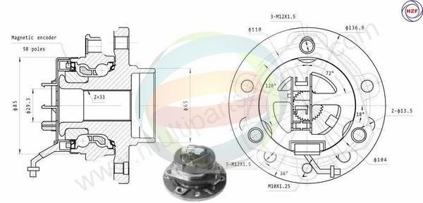 Odm-multiparts 70-230065 Wheel bearing kit 70230065