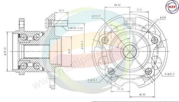 Odm-multiparts 70-090168 Wheel bearing kit 70090168