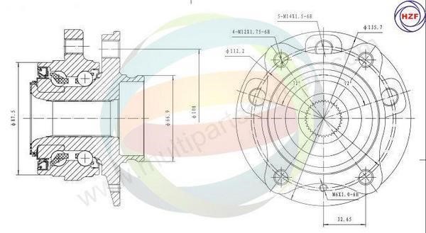 Odm-multiparts 70-150040 Wheel bearing kit 70150040