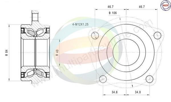 Odm-multiparts 70-080142 Wheel bearing kit 70080142
