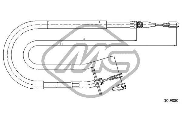 Metalcaucho 80968 Parking brake cable, right 80968