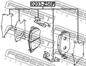 Febest 0203-Z50F Mounting kit brake pads 0203Z50F