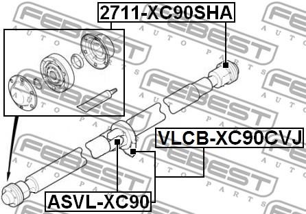 Febest VLCB-XC90CVJ Bearing, propshaft centre bearing VLCBXC90CVJ