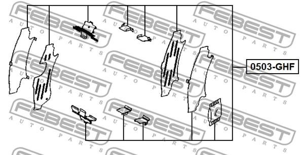 Febest 0503-GHF Mounting kit brake pads 0503GHF