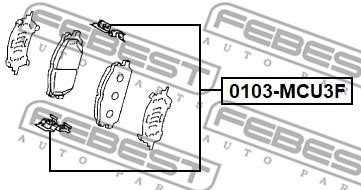 Febest 0103-MCU3F Mounting kit brake pads 0103MCU3F