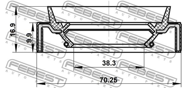 Febest 95JAS-40701017L Shaft Seal, differential 95JAS40701017L