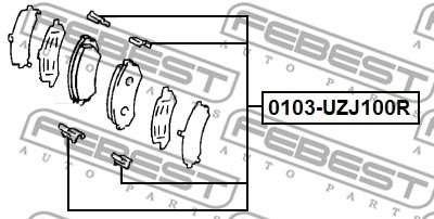 Febest 0103-UZJ100R Mounting kit brake pads 0103UZJ100R