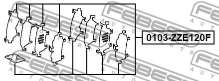 Febest 0103-ZZE120F Mounting kit brake pads 0103ZZE120F