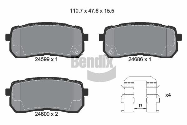 Bendix USA BPD2176 Brake Pad Set, disc brake BPD2176