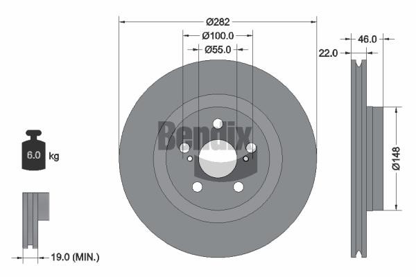 Brake disc Mazda 2: BDS2270 Bendix USA Brake disc