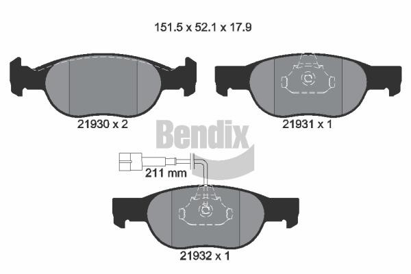 Bendix USA BPD1446 Brake Pad Set, disc brake BPD1446