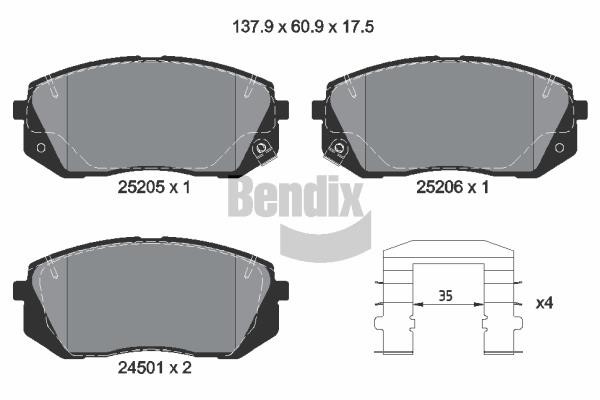Bendix USA BPD1077 Brake Pad Set, disc brake BPD1077