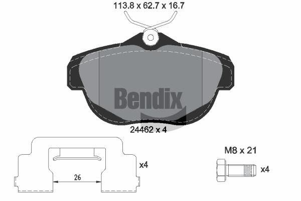 Bendix USA BPD2156 Brake Pad Set, disc brake BPD2156
