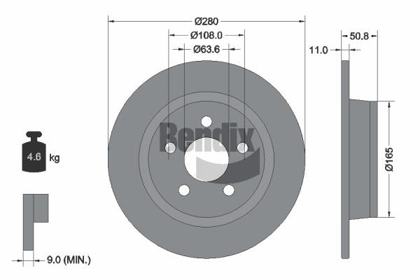 Bendix USA BDS2258 Brake disc BDS2258 BDS2258 Bendix USA Brake disc
