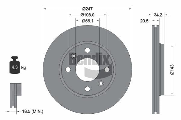 Brake discs Mega: BDS1034 Bendix USA Brake disc