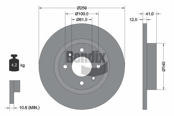 Bendix USA BDS1036 Brake disc BDS1036