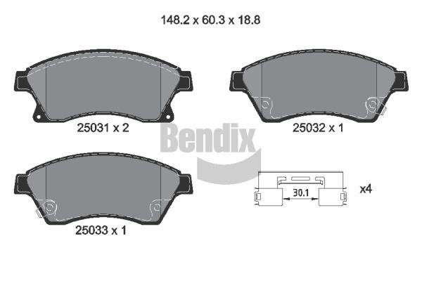 Bendix USA BPD1239 Brake Pad Set, disc brake BPD1239