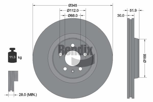 Bendix USA BDS1335HC Brake disc BDS1335HC