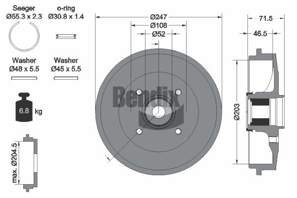 Bendix USA BDM1129 Brake drum BDM1129