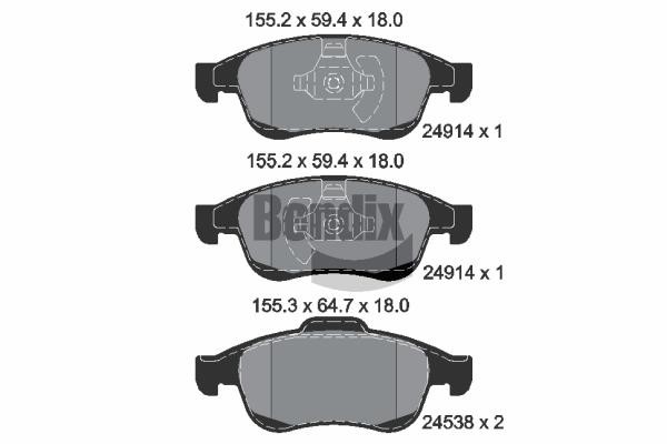Bendix USA BPD1009 Brake Pad Set, disc brake BPD1009
