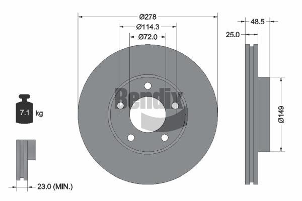 Bendix USA BDS1287 Brake disc BDS1287 BDS1287 Bendix USA Brake disc