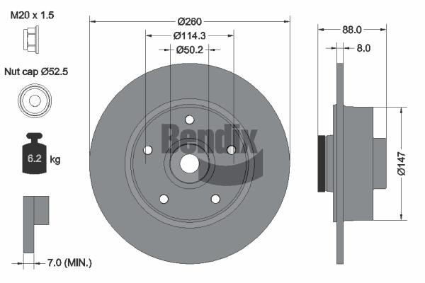 Brake discs Renault Fluence: BDS1160 Bendix USA Brake disc
