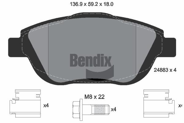 Bendix USA BPD1214 Brake Pad Set, disc brake BPD1214