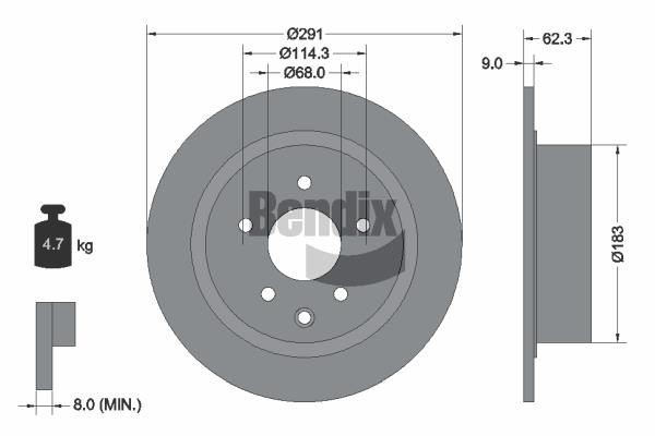 BDS1195 Bendix USA Brake disc
