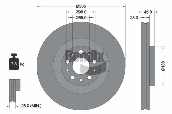 BDS1174 Bendix USA Brake disc
