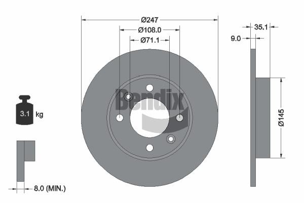 Bendix USA BDS1056 Brake disc BDS1056