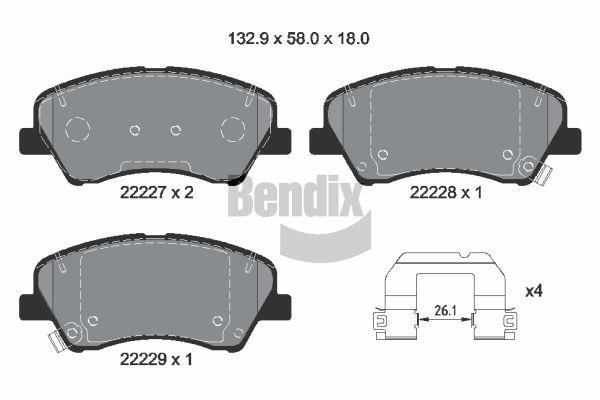 Disc brake pad set KIA STONIC (Kia STONIC): BPD2343 Bendix USA Brake pad set