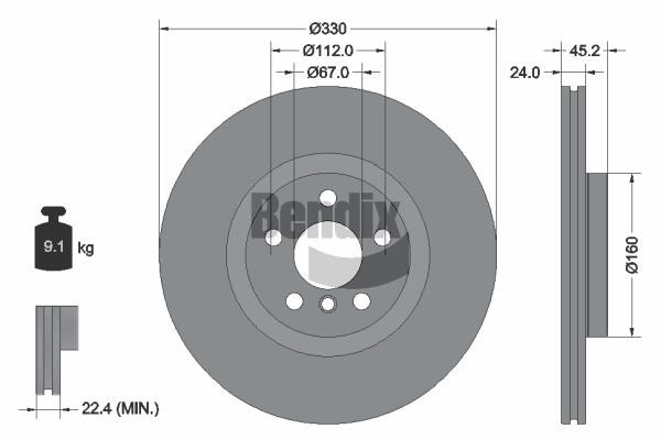 Brake discs Mini: BDS1530HC Bendix USA Brake disc