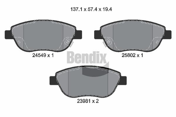 Bendix USA BPD1197 Brake Pad Set, disc brake BPD1197