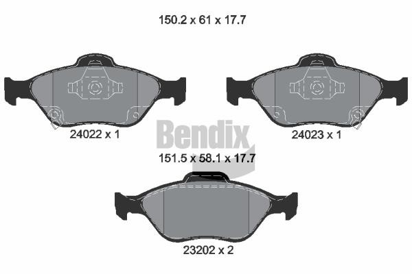 Bendix USA BPD1095 Brake Pad Set, disc brake BPD1095