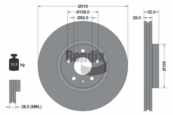 Bendix USA BDS1429HC Brake disc BDS1429HC BDS1429HC Bendix USA Brake disc