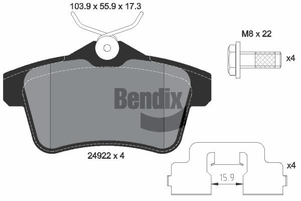 Bendix USA BPD1086 Brake Pad Set, disc brake BPD1086