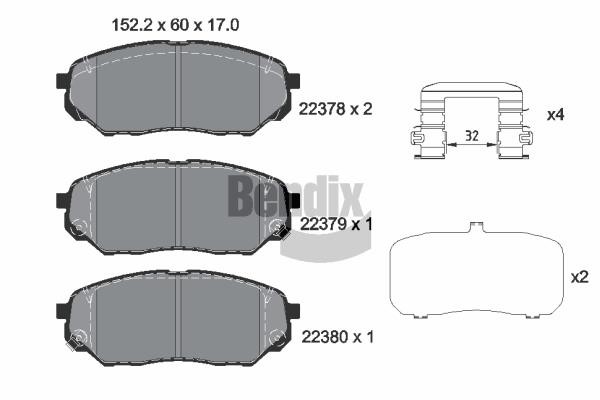 Bendix USA BPD1886 Brake Pad Set, disc brake BPD1886