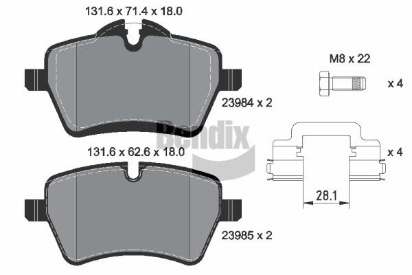 Bendix USA BPD1188 Brake Pad Set, disc brake BPD1188