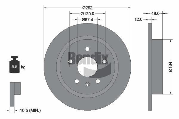 BDS1257 Bendix USA Brake disc