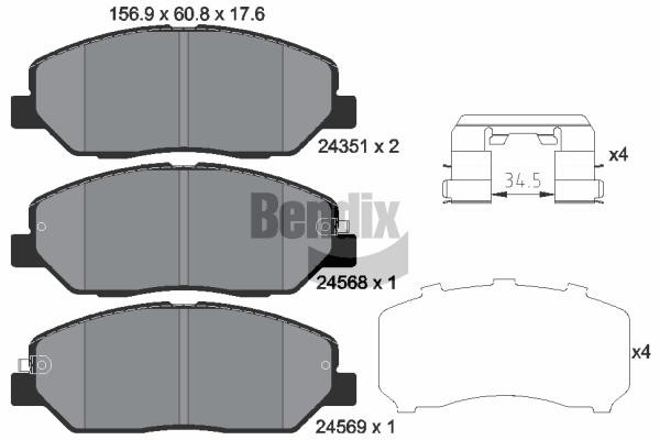 Bendix USA BPD1354 Brake Pad Set, disc brake BPD1354