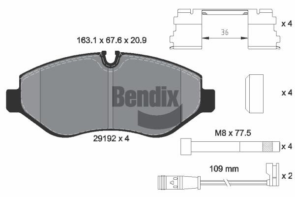 Bendix USA BPD1008 Brake Pad Set, disc brake BPD1008