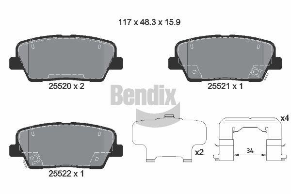 Bendix USA BPD2248 Brake Pad Set, disc brake BPD2248
