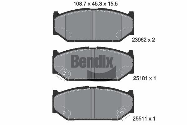 Bendix USA BPD2070 Brake Pad Set, disc brake BPD2070