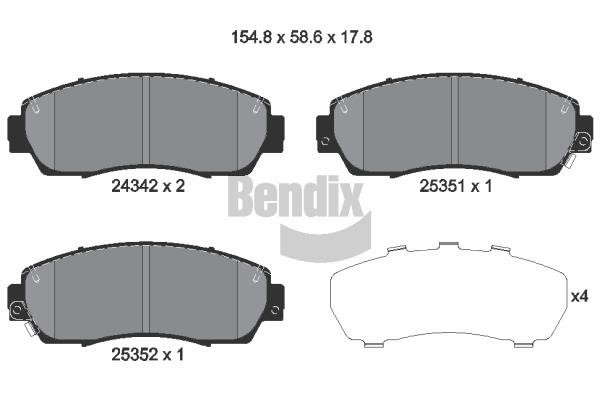 Bendix USA BPD2132 Brake Pad Set, disc brake BPD2132
